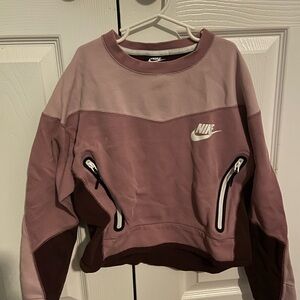 Nike Purple and Maroon Crop Long Sleeve Sweatshirt
